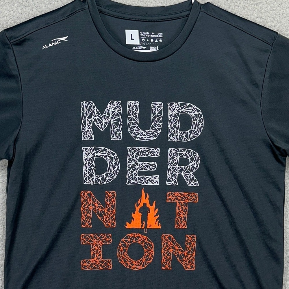 Tough Mudder Mens 2019 Finisher T-Shirt Large Gray Graphic Crewneck Tee Alanic
